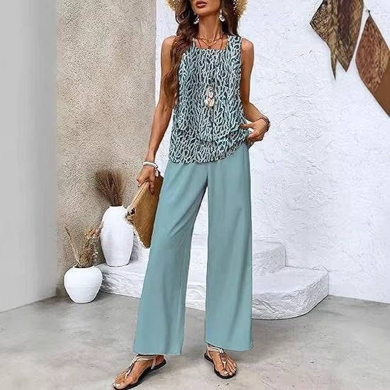 Women's 3D Print Two-Piece Vest & Pants Set – 12 Prints S–5XL