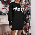 Women’s Knitted Round Neck Lantern-Sleeve Pullover Sheath