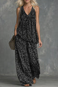 Women’s Leopard Print Sleeveless Top and Chiffon Pants Set