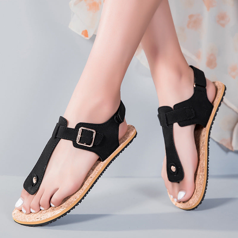 Cowhide Buckle Strap Sandals – Sheepskin Lined Non-Slip