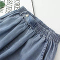 Patchwork Embroidered Cropped Harem Pants – Women's Wide Leg High Waist Denim