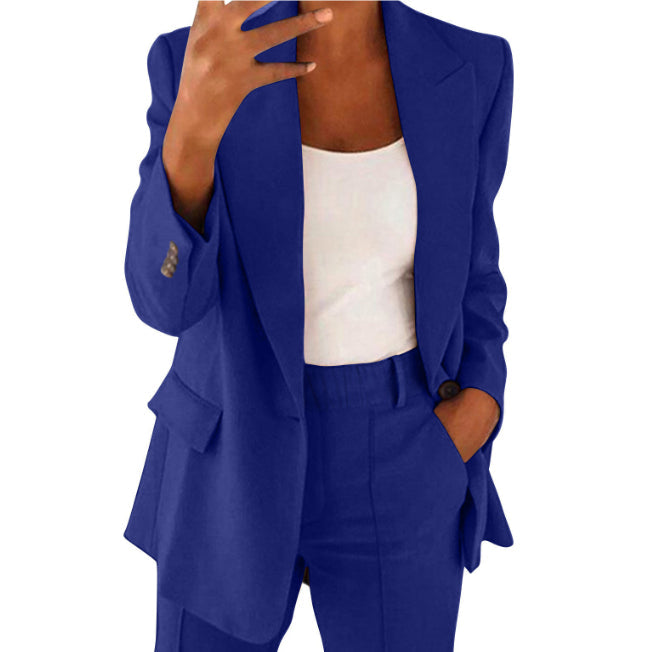 Lapel Blazer & Slim-Fit Trousers Two-Piece Suit – 10 Colors XS–5XL