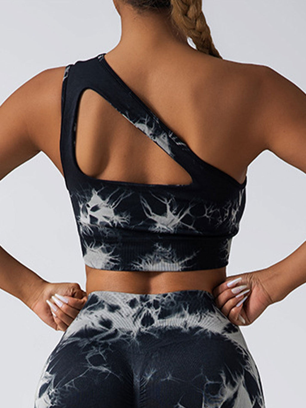 Seamless One-Shoulder Bra & Scrunch Leggings Set - High Waisted Yoga Pants