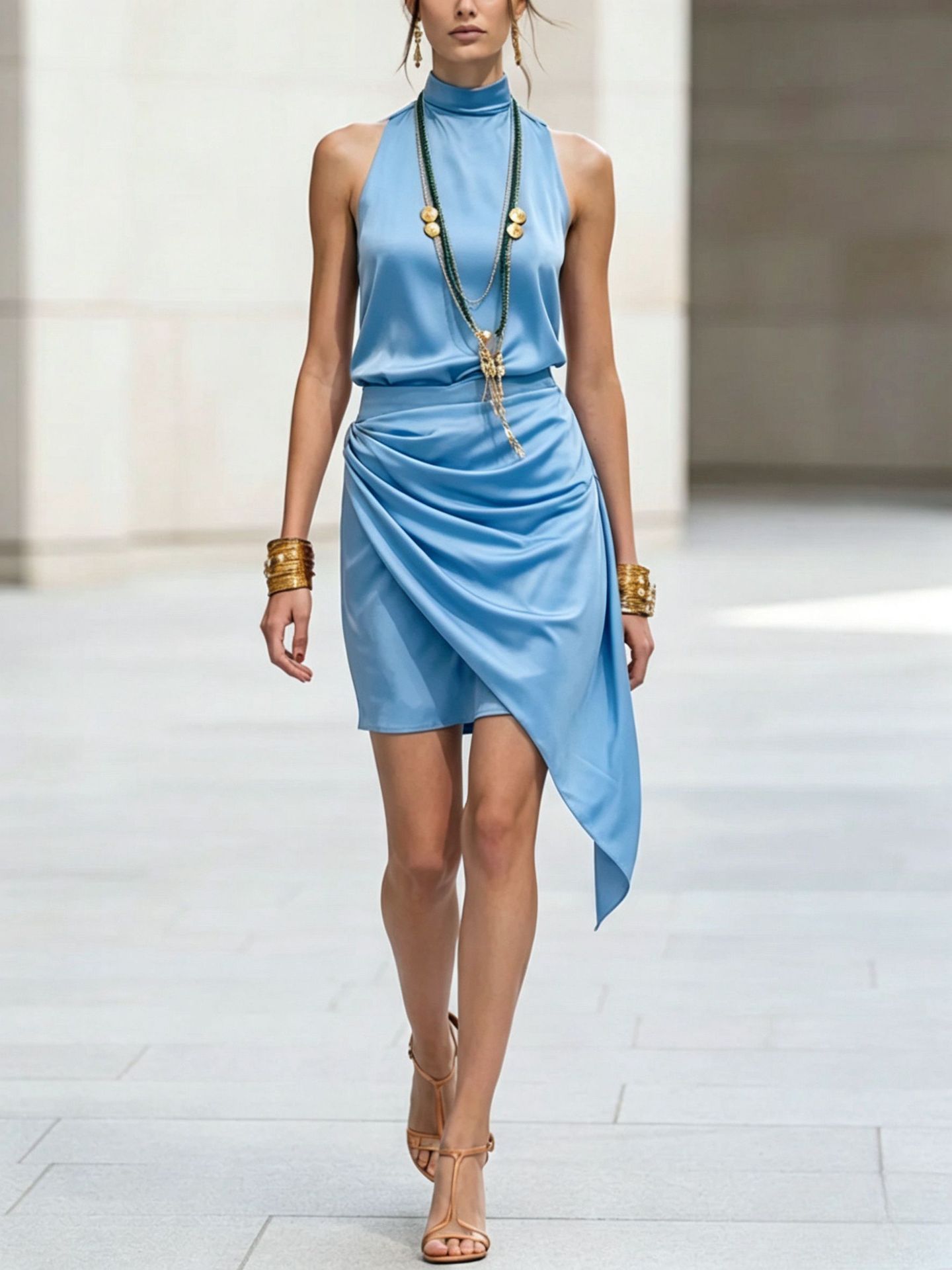 Women's Double-Layer Asymmetrical Hem Mini Skirt