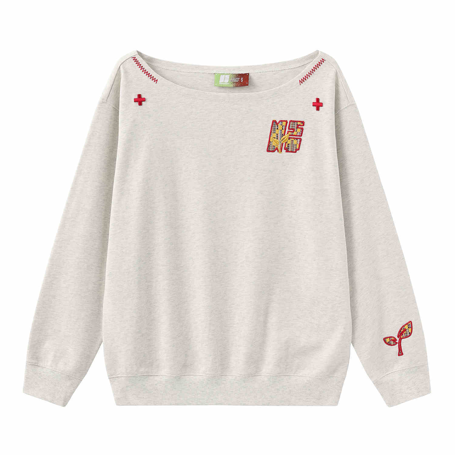 Women’s Slanted Shoulder Embroidered Long-Sleeve Top