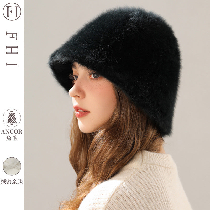 Women’s Real Rabbit Plush Hat – Big Head Circumference Warm Winter Hat