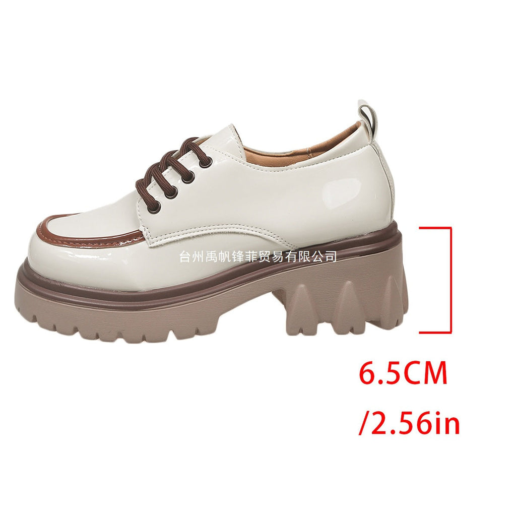 Women's Lace-Up Chunky Heel Shoes – Height-Increasing Vintage Round Toe