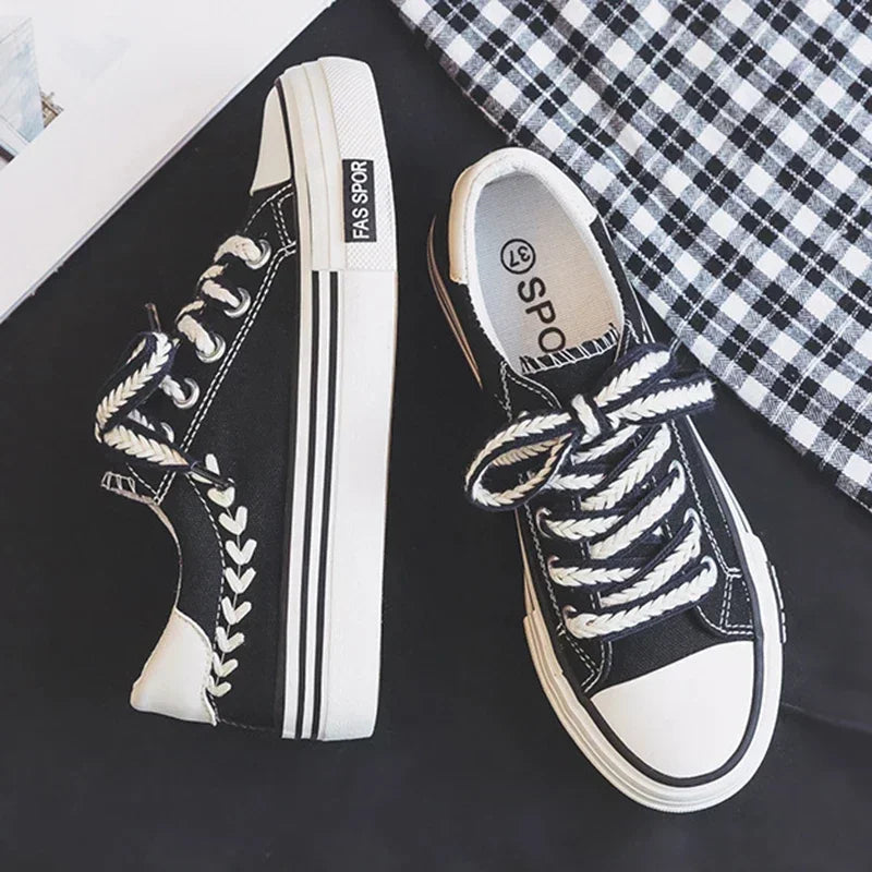 Women’s Platform Canvas Chunky Sneakers – Height Increasing Trainers