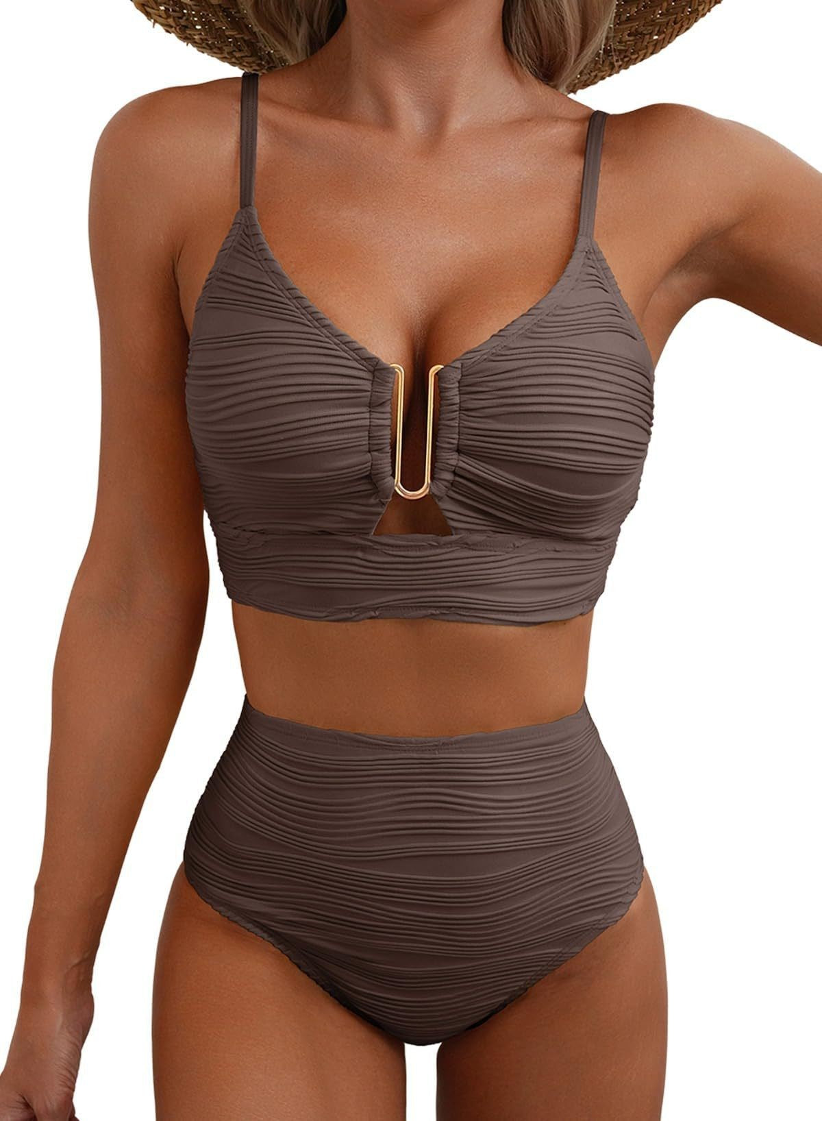 Women's Solid Color Gathering Swimsuit