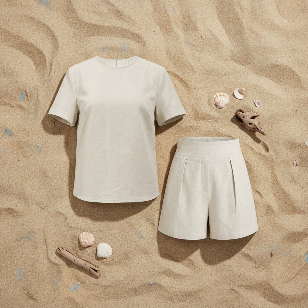 Women's Summer Short Sleeve Top & Shorts Two-Piece Set – Loose Linen Casual Outfit