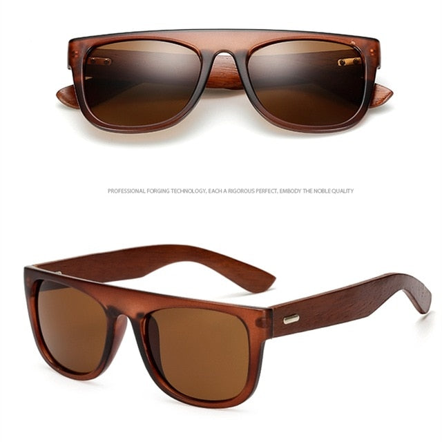 Bamboo Wooden Arms Sunglasses Men Women Black Sunglass