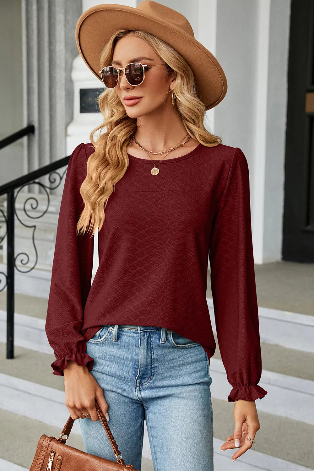 🌸 Round Neck Flounce Sleeve T-Shirt
