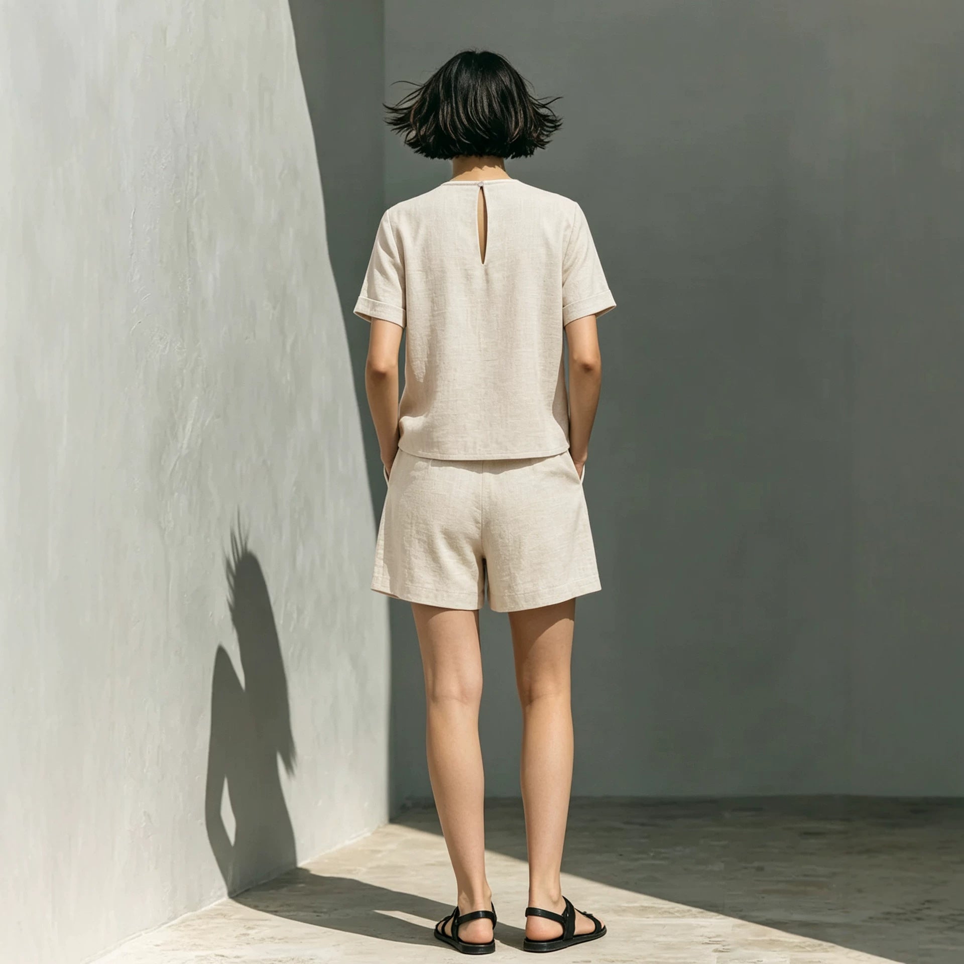 Women's Summer Short Sleeve Top & Shorts Two-Piece Set – Loose Linen Casual Outfit