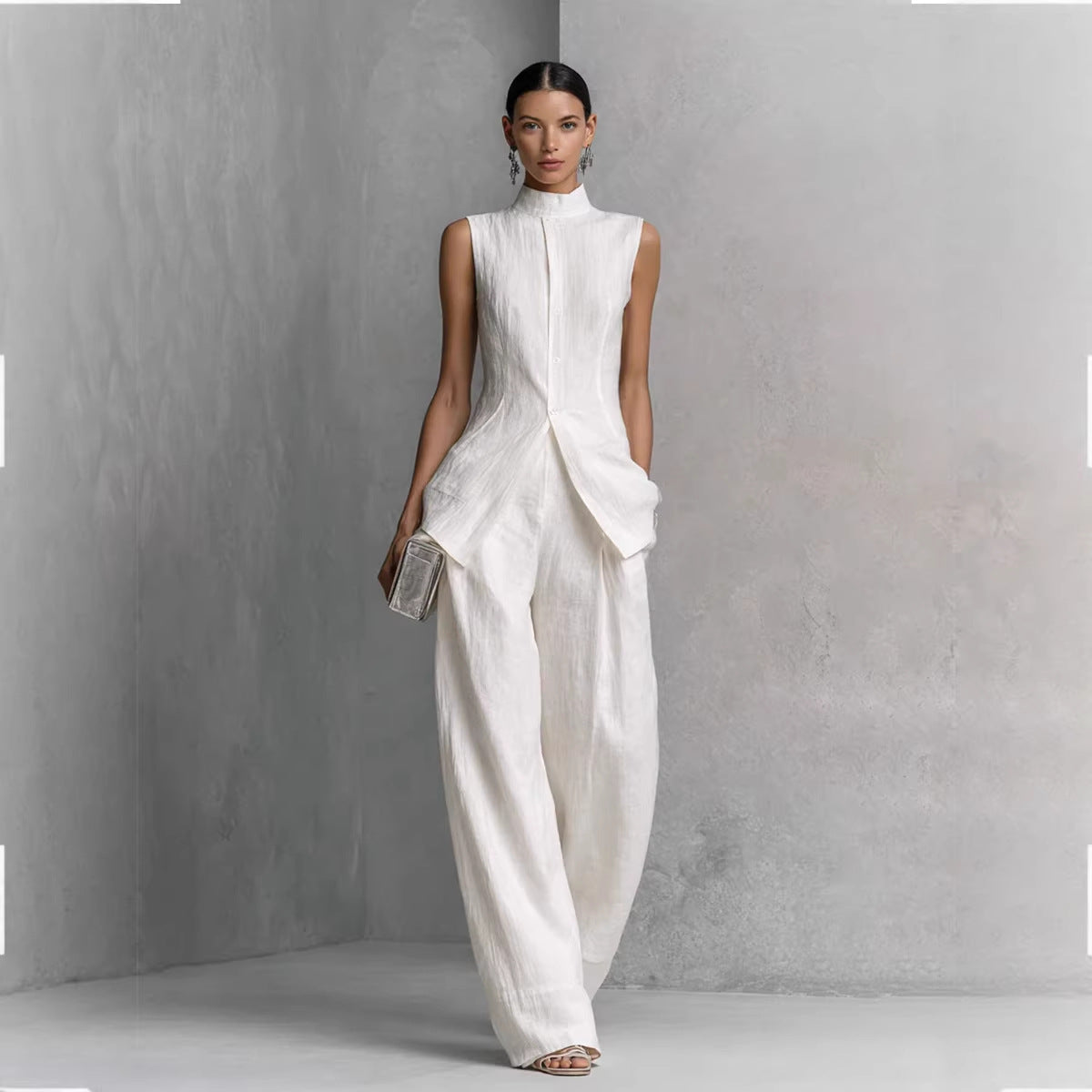 Women's Solid Color Sleeveless Top & Long Pants Two-Piece Set – 4 Colors XS–XXL