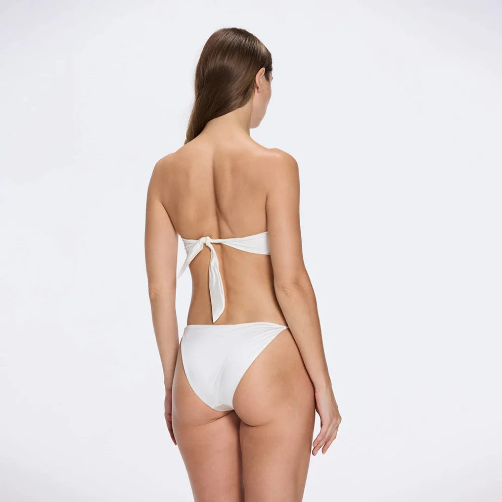 Aslisah Alkoclar - Astrid Bandeau Satin White Bikini Set & Gwyneth Satin Pant Set