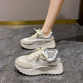 Lace-Up Platform Athletic Sneakers – PU Microfiber Mid Heel