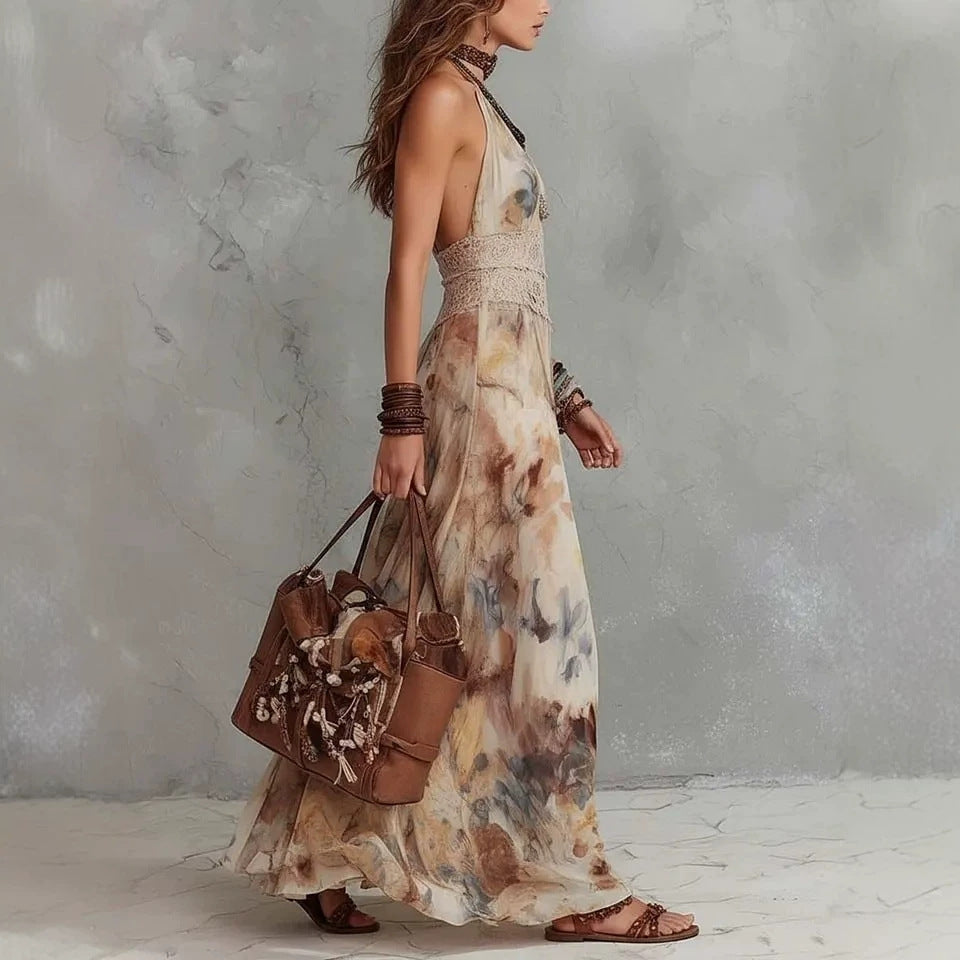 Women's Strapless Backless Floral Maxi Dress | French Vintage Fairy Skirt Beach Dress