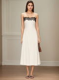 Off White Lace Contrast Camisole Midi Dress – Spaghetti Strap