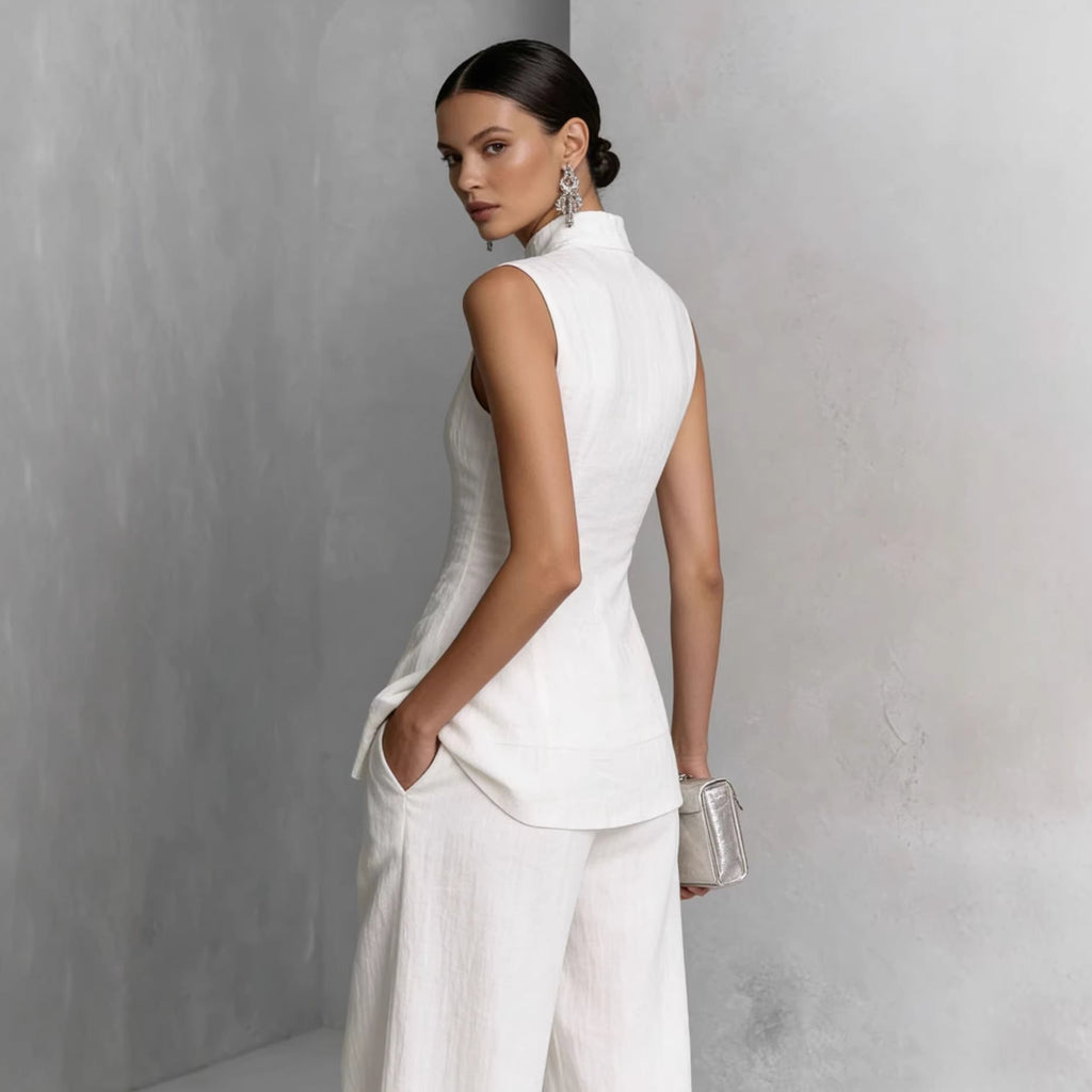 Women's Solid Color Sleeveless Top & Long Pants Two-Piece Set – 4 Colors XS–XXL