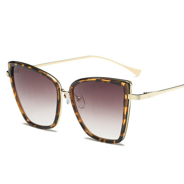Big Cat Eye Sunglasses Women Black Mirror Sun Glasses