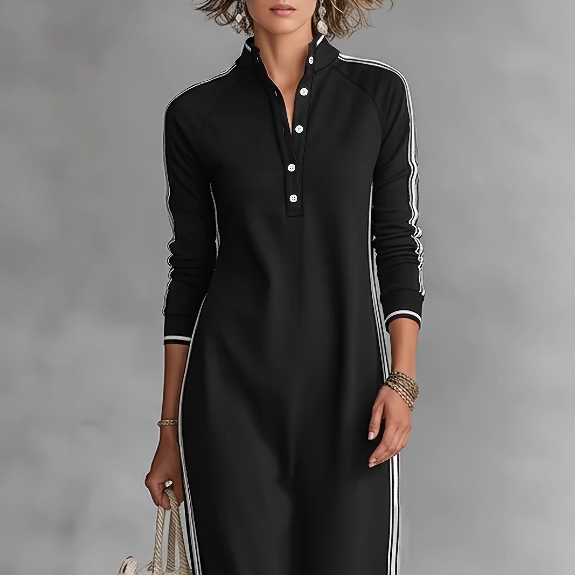 Long Sleeve Hoodie Maxi Dress for Women – Casual Cotton Blend Long Skirt Dress