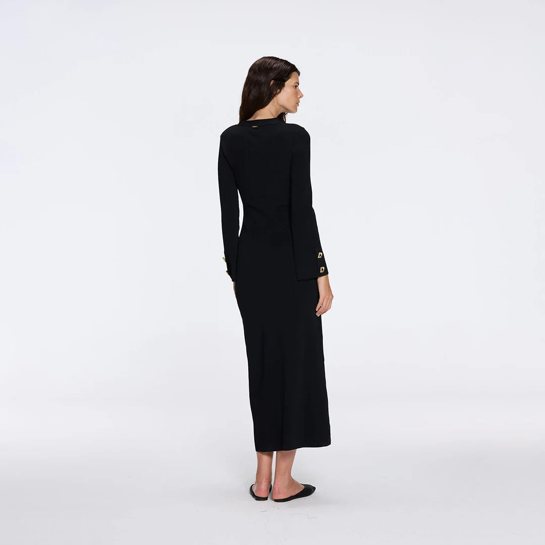 Aslı Şen - Brezia Black Knitted Maxi Dress With Long Sleeve