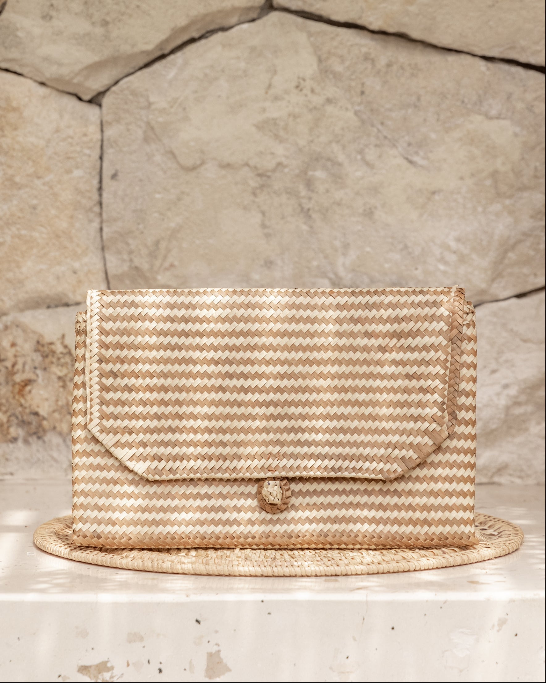 Stripes Rattan Clutch