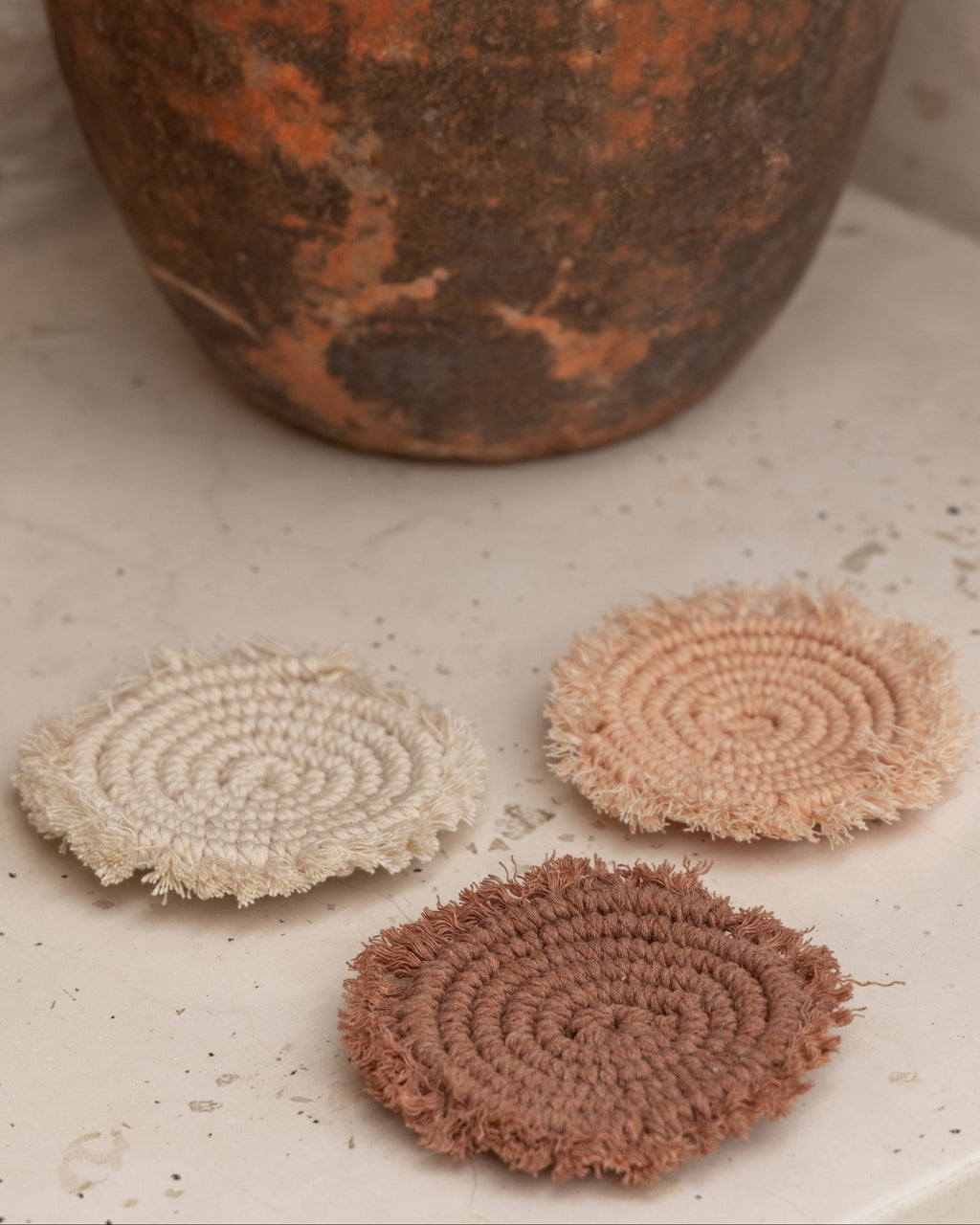 Kera Sunrise Macrame Coaster Set