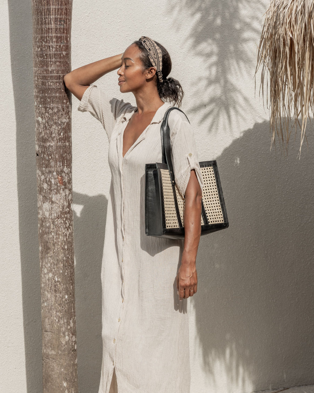 Raja Leather and Cane Everyday Bag