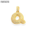 14K Gold CZ Bubble Letter Q Pendant
