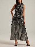 🌸 Three-Dimensional Floral Sleeveless A-Line Dress