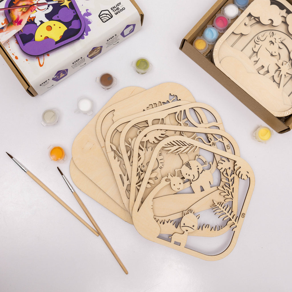 Wooden 3D DIY Painting Kit Safari