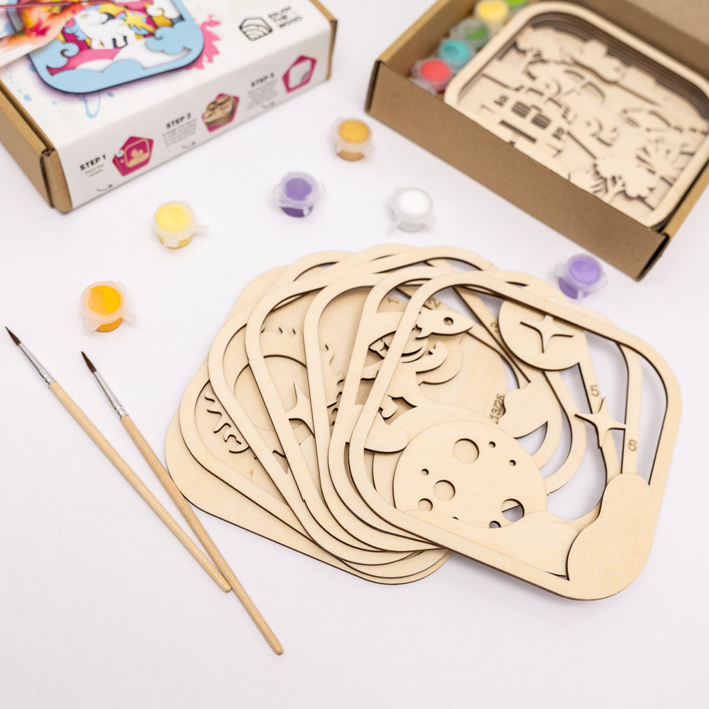 Wooden 3D DIY Painting Kit Space
