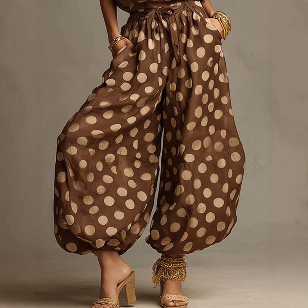 Women's Polka Dot Halter Neck Wide-Leg Jumpsuit | Boho Beach Vacation Jumpsuit