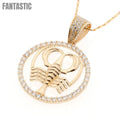 14K Gold CZ Cancer Zodiac Pendant