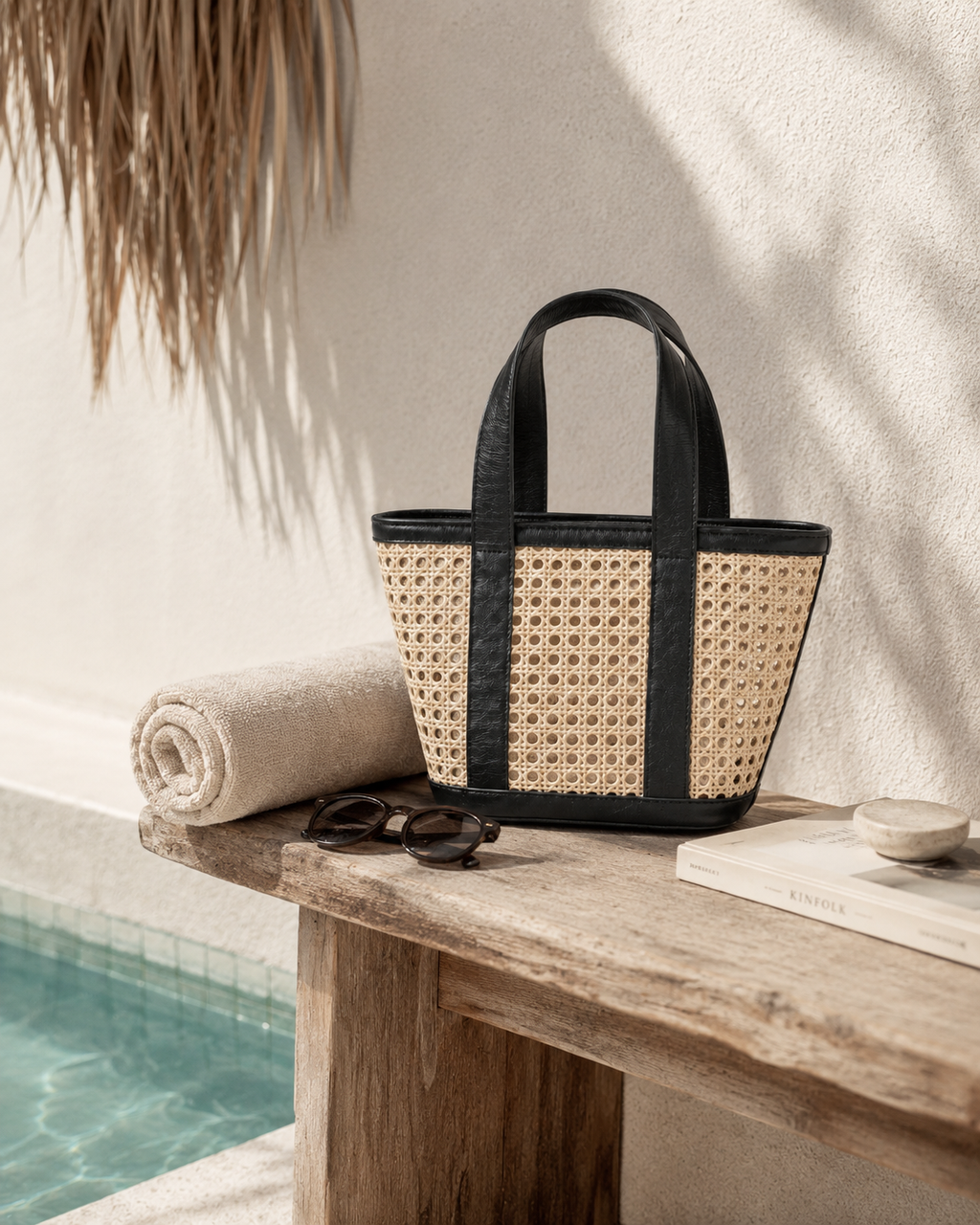 Raja Leather and Cane Carryall Bag