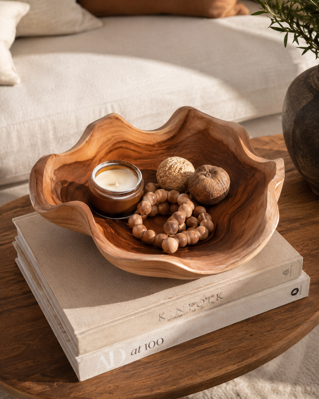 Teak Wavy Bowl