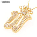 14K Gold CZ Crown Initial Letter W Pendant