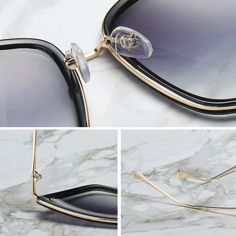 Big Cat Eye Sunglasses Women Black Mirror Sun Glasses
