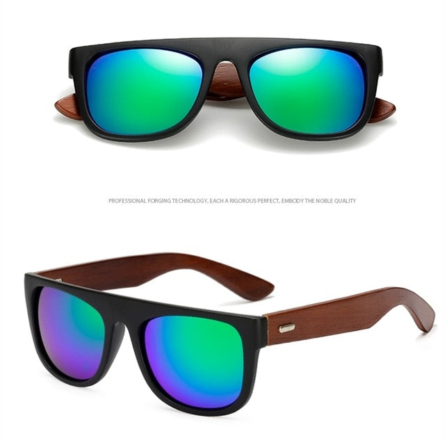 Bamboo Wooden Arms Sunglasses Men Women Black Sunglass