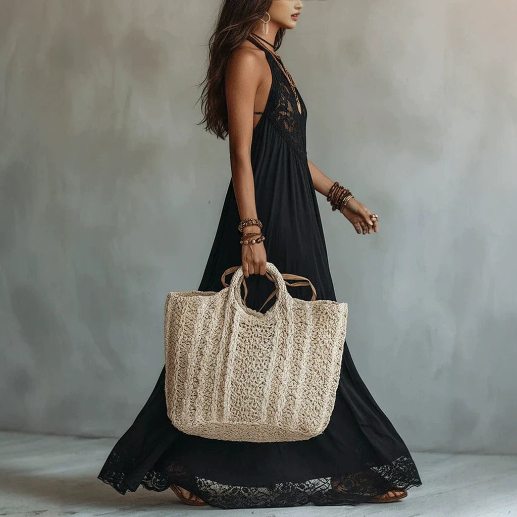 Women's Black Lace Trim Sleeveless Loose Maxi Dress