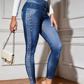 Denim-Look High-Waist Butt-Lifting Yoga Pants – Slimming Elastic Fitness Leggings