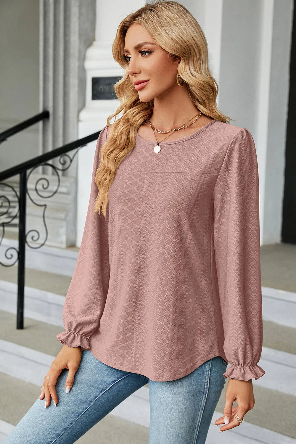 🌸 Round Neck Flounce Sleeve T-Shirt