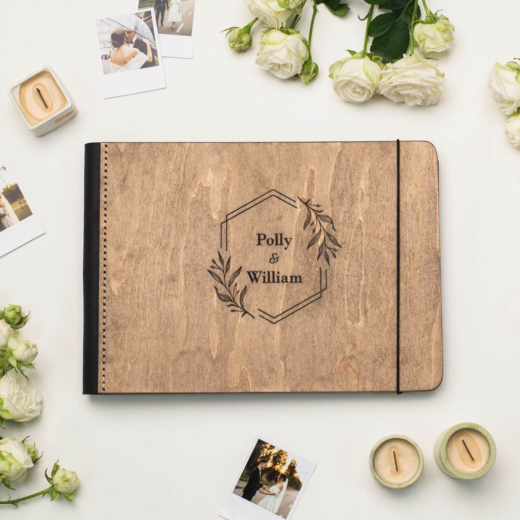 Wooden Album with Leather - Honeycomb (horizontal)