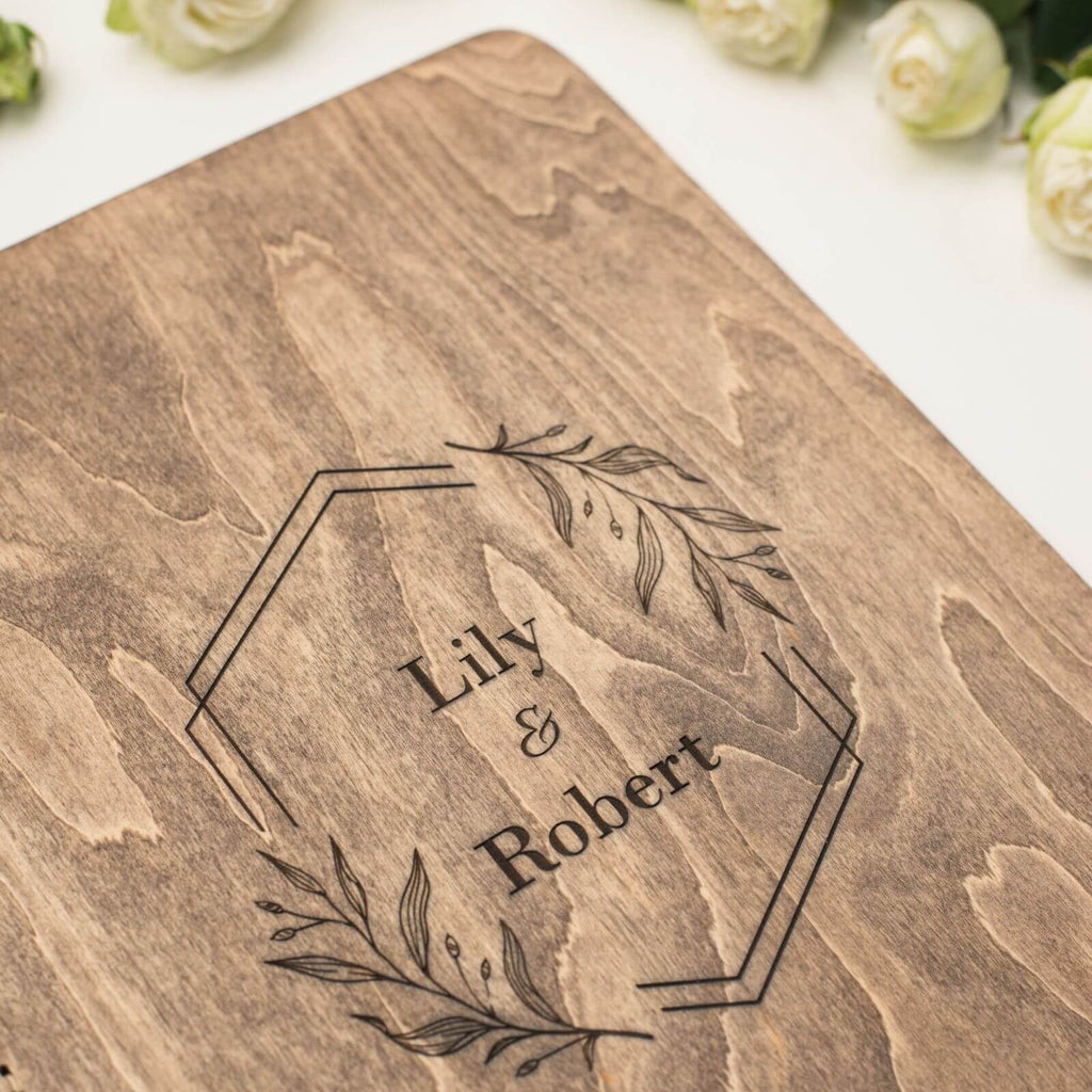 Wooden Album with Leather - Honeycomb (vertical)