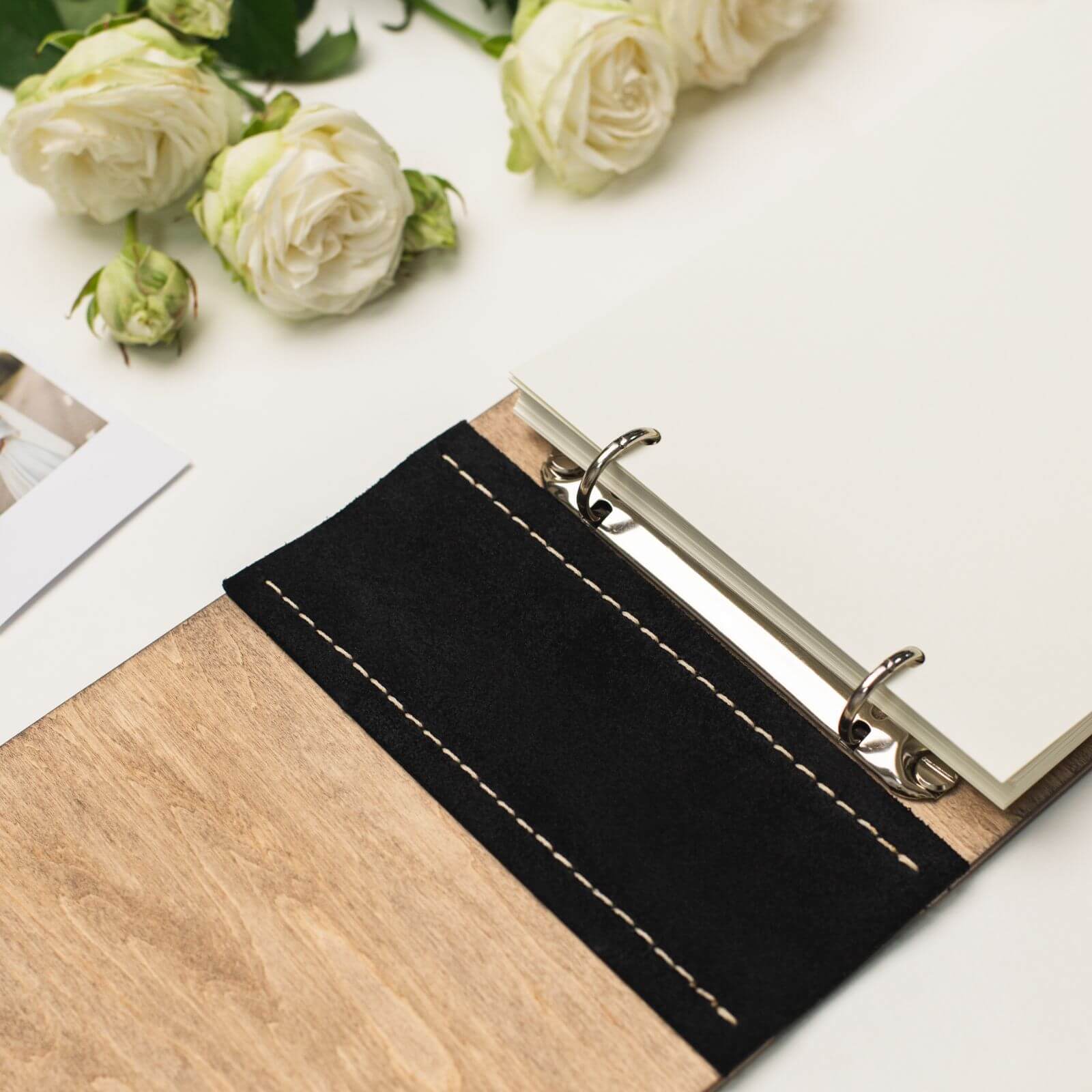 Wooden Album with Leather - Honeycomb (horizontal)