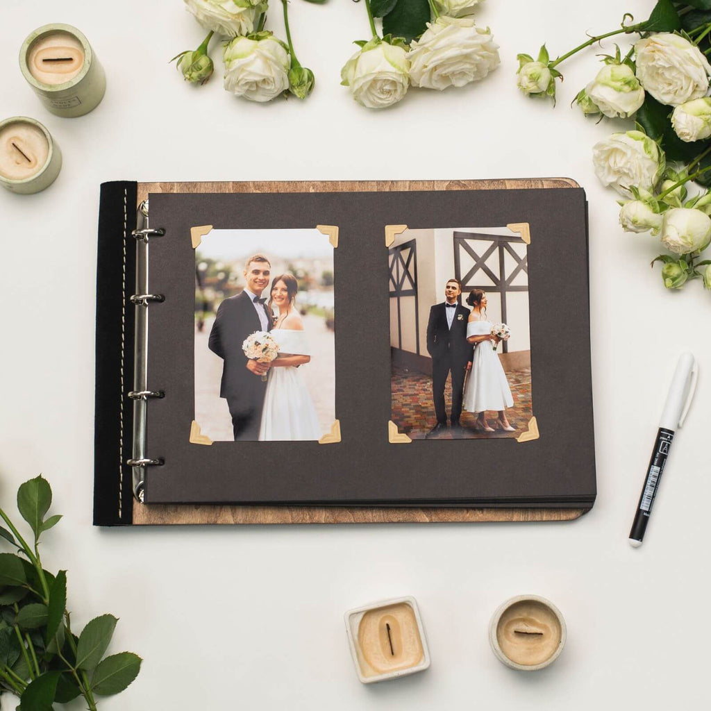 Wooden Album with Leather - Circle (horizontal)