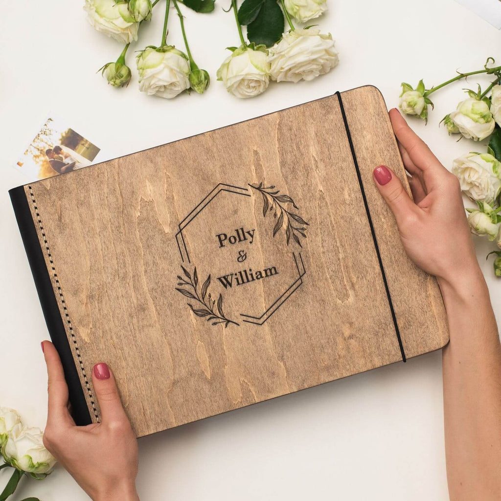 Wooden Album with Leather - Honeycomb (horizontal)