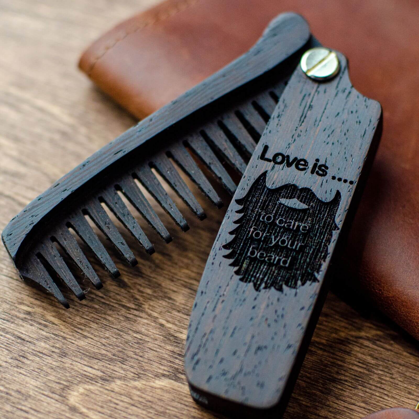 Wooden Beard Comb - Love is