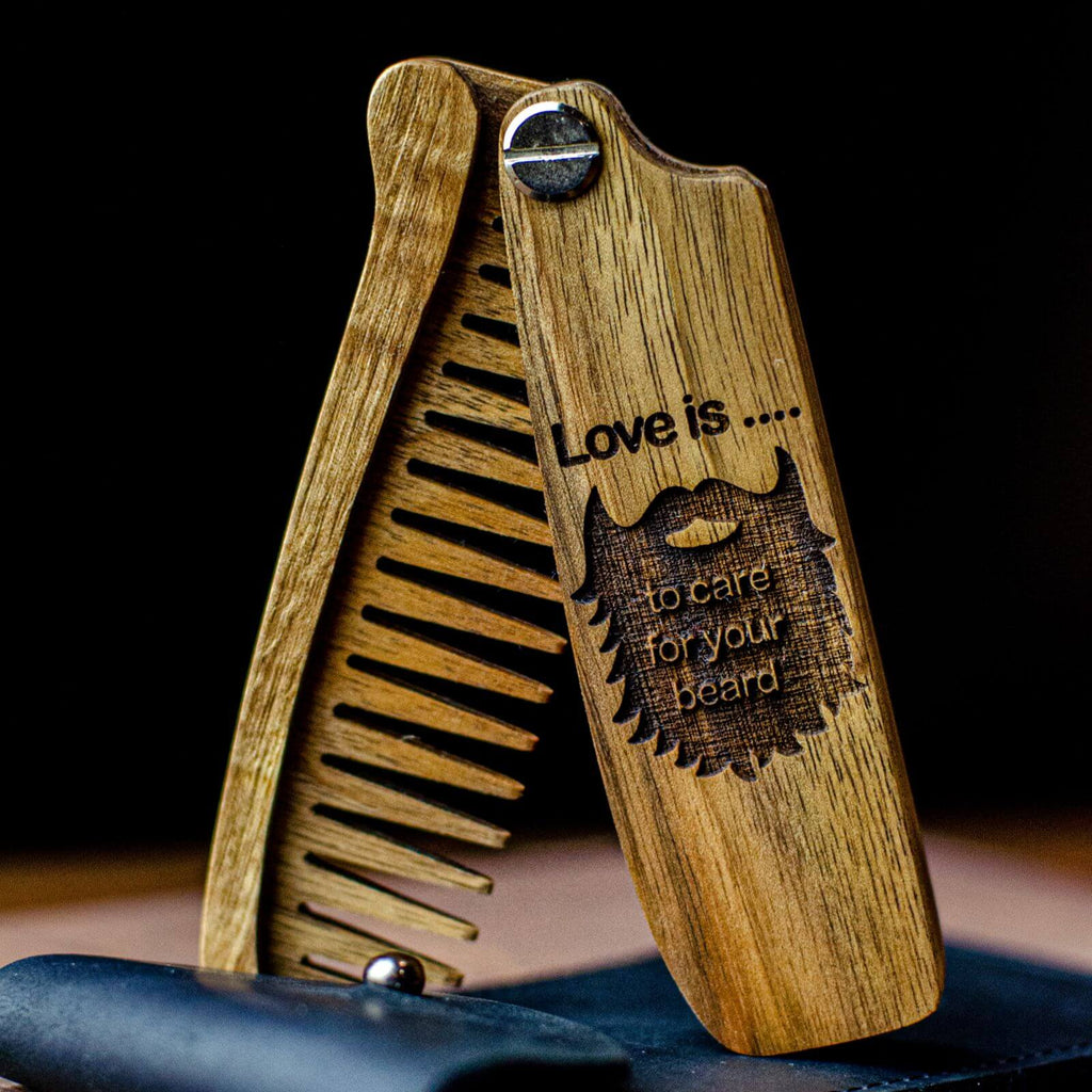 Wooden Beard Comb - Love is